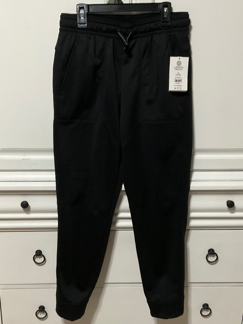 NWT DriWorks boys XL 14/16 moisture wicking fleece pants black